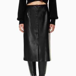 NWT Aritzia Wilfred Black Button-Front Midi Skirt